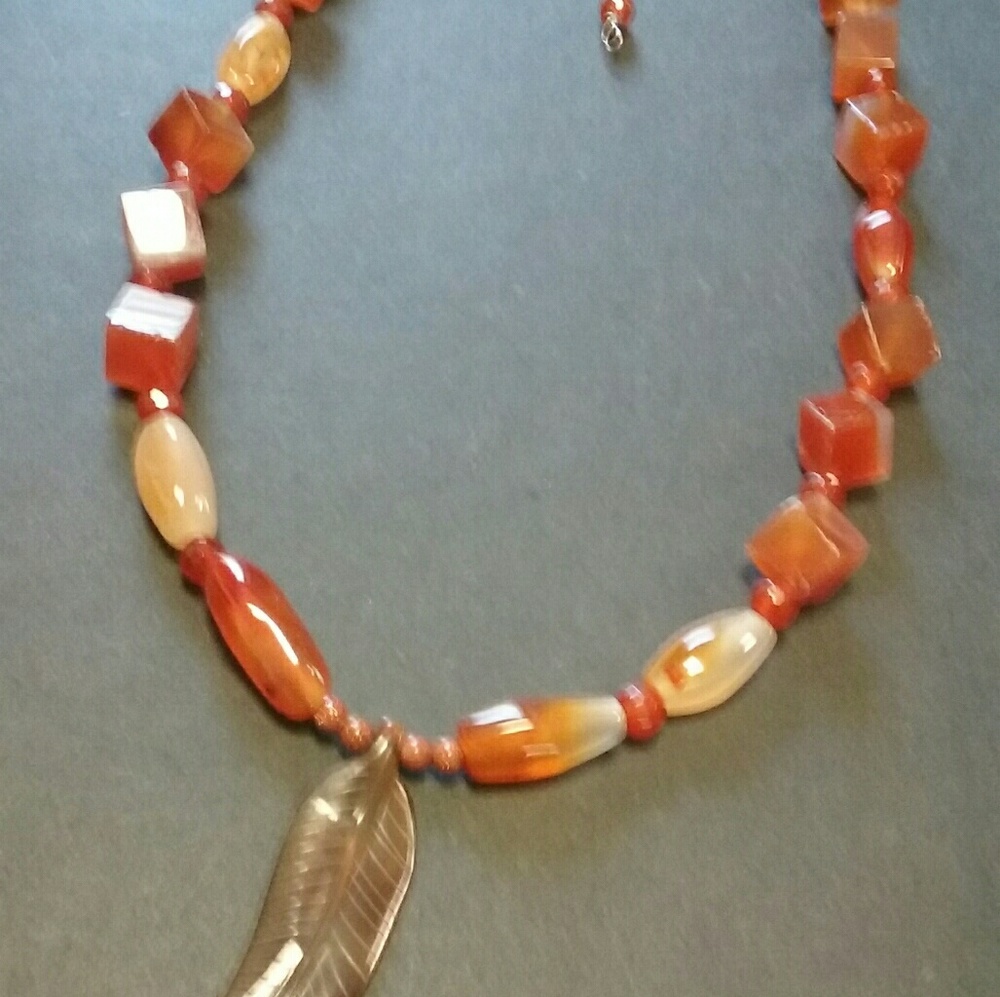 Feather gemstone necklace.